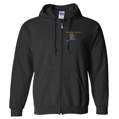 Funny Computer Science Programmer Eat Sleep Code Full Zip Hoodie