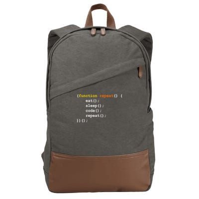 Funny Computer Science Programmer Eat Sleep Code Cotton Canvas Backpack