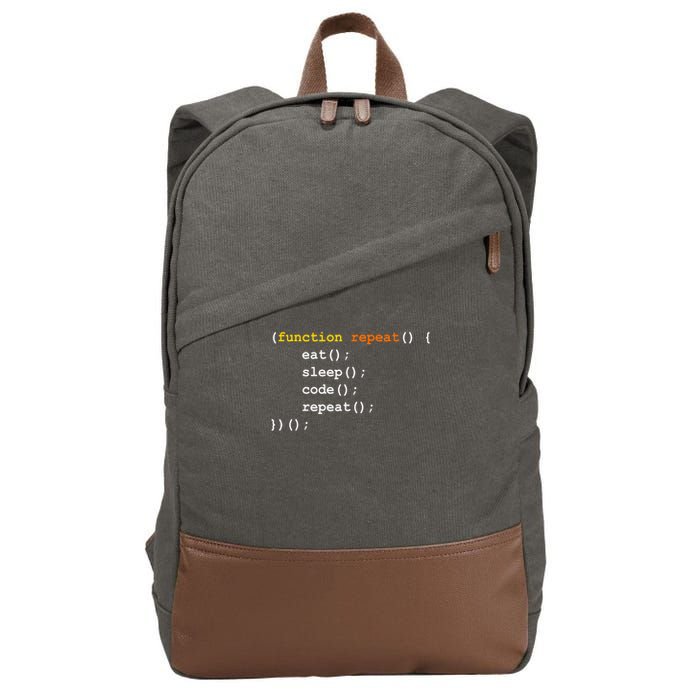 Funny Computer Science Programmer Eat Sleep Code Cotton Canvas Backpack