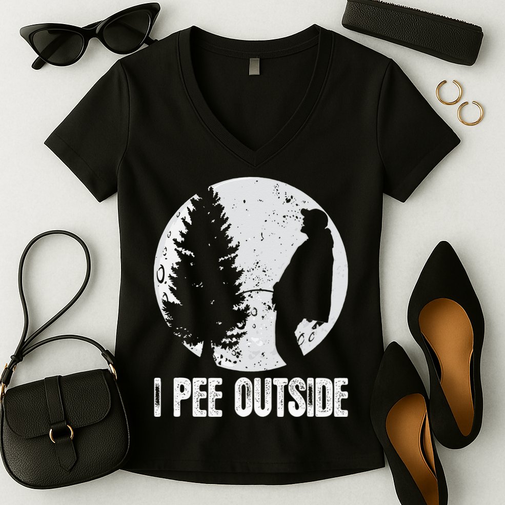Funny Camping S For Men I Pee Outside Inappropriate Women's V-Neck T-Shirt