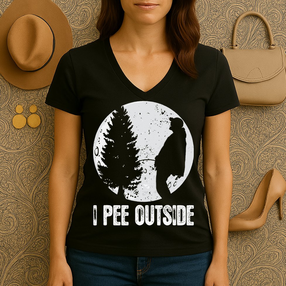 Funny Camping S For Men I Pee Outside Inappropriate Women's V-Neck T-Shirt