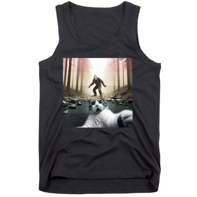 Funny Cat Selfie With Bigfoot Sasquatch Cat Bigfoot Vintage Tank Top