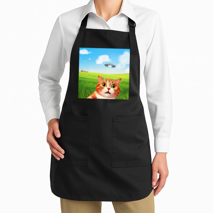 Funny Cat Selfie With Ufo Kitty Alien Encounter Apron