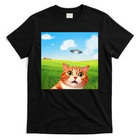 Funny Cat Selfie With Ufo Kitty Alien Encounter T-Shirt
