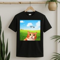 Funny Cat Selfie With Ufo Kitty Alien Encounter T-Shirt