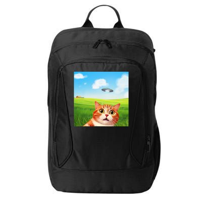 Funny Cat Selfie With Ufo Kitty Alien Encounter City Backpack