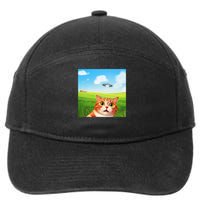 Funny Cat Selfie With Ufo Kitty Alien Encounter 7-Panel Snapback Hat