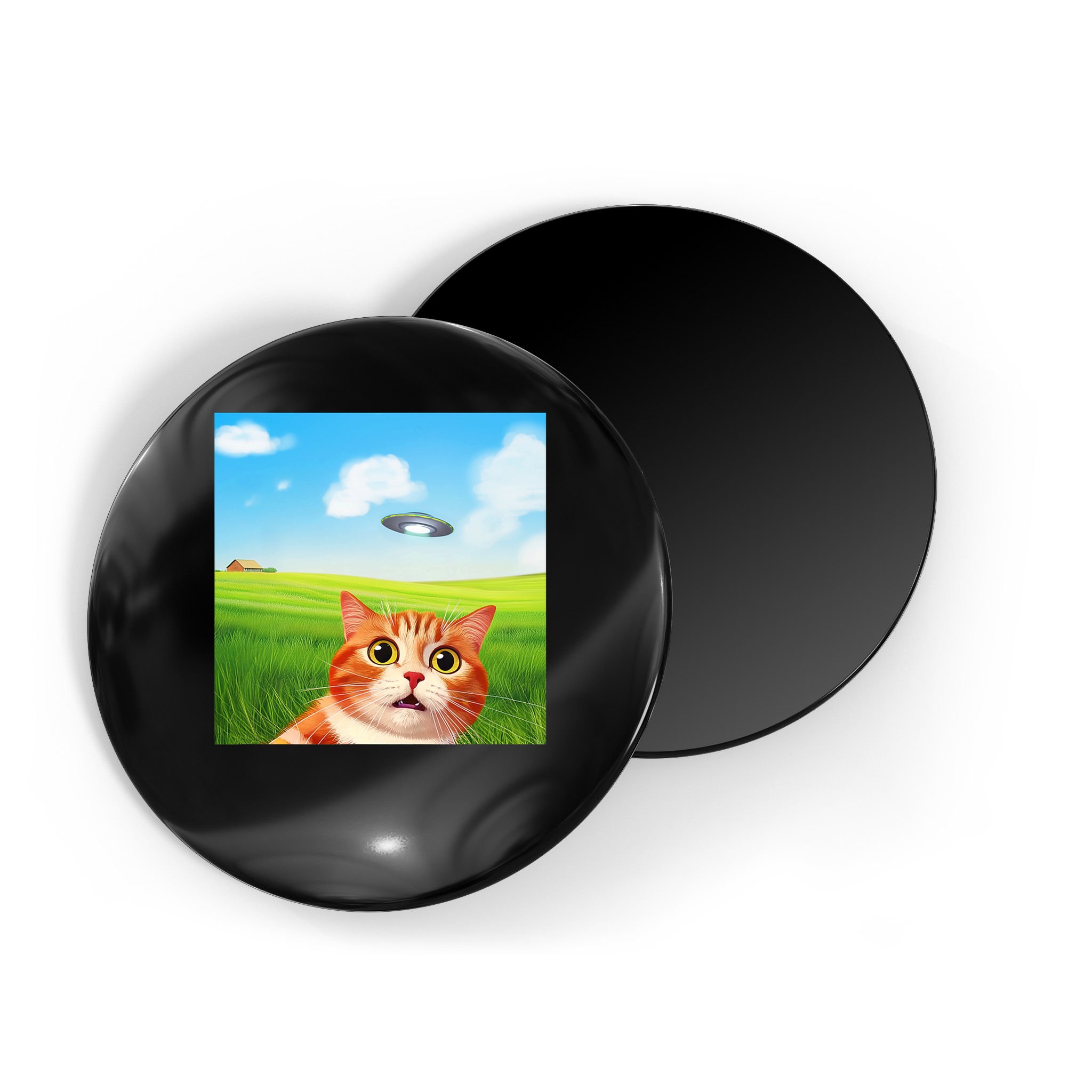 Funny Cat Selfie With Ufo Kitty Alien Encounter Magnet
