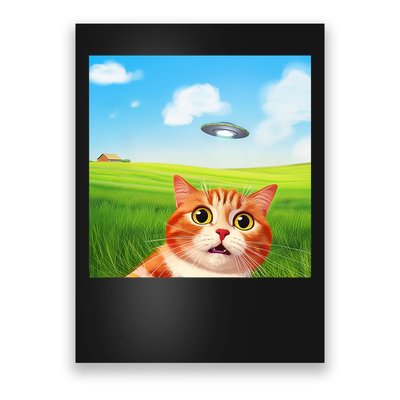 Funny Cat Selfie With Ufo Kitty Alien Encounter Poster