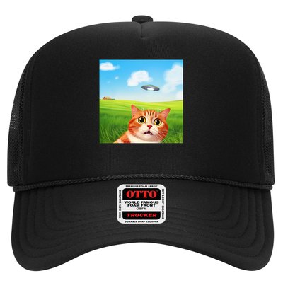 Funny Cat Selfie With Ufo Kitty Alien Encounter Trucker Hat