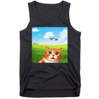 Funny Cat Selfie With Ufo Kitty Alien Encounter Tank Top