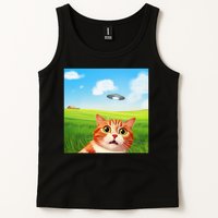 Funny Cat Selfie With Ufo Kitty Alien Encounter Tank Top