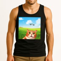 Funny Cat Selfie With Ufo Kitty Alien Encounter Tank Top