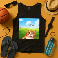 Funny Cat Selfie With Ufo Kitty Alien Encounter Tank Top
