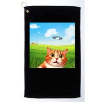Funny Cat Selfie With Ufo Kitty Alien Encounter Golf Towel