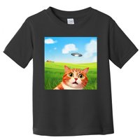 Funny Cat Selfie With Ufo Kitty Alien Encounter Toddler T-Shirt