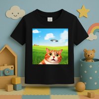 Funny Cat Selfie With Ufo Kitty Alien Encounter Toddler T-Shirt