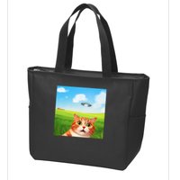 Funny Cat Selfie With Ufo Kitty Alien Encounter Zip Tote Bag