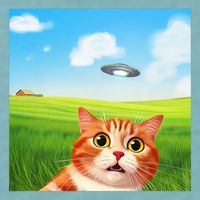 Funny Cat Selfie With Ufo Kitty Alien Encounter Sueded Cloud Jersey T-Shirt