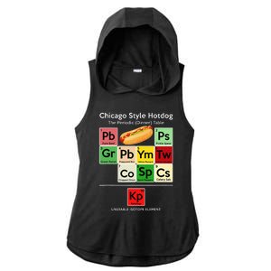 Funny Chicago Style Hot Dog Periodic Dinner Table Of Element Ladies PosiCharge Tri-Blend Wicking Draft Hoodie Tank