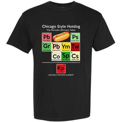 Funny Chicago Style Hot Dog Periodic Dinner Table Of Element Garment-Dyed Heavyweight T-Shirt