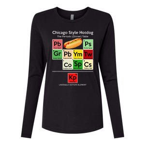 Funny Chicago Style Hot Dog Periodic Dinner Table Of Element Womens Cotton Relaxed Long Sleeve T-Shirt