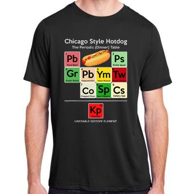 Funny Chicago Style Hot Dog Periodic Dinner Table Of Element Adult ChromaSoft Performance T-Shirt