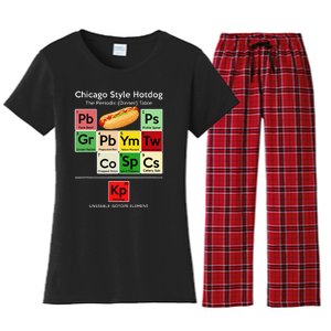 Funny Chicago Style Hot Dog Periodic Dinner Table Of Element Women's Flannel Pajama Set