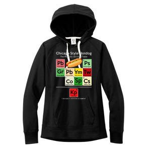 Funny Chicago Style Hot Dog Periodic Dinner Table Of Element Women's Fleece Hoodie