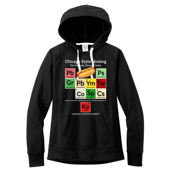 Funny Chicago Style Hot Dog Periodic Dinner Table Of Element Women's Fleece Hoodie