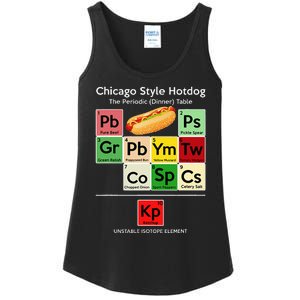 Funny Chicago Style Hot Dog Periodic Dinner Table Of Element Ladies Essential Tank