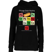 Funny Chicago Style Hot Dog Periodic Dinner Table Of Element Womens Funnel Neck Pullover Hood