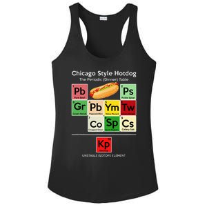 Funny Chicago Style Hot Dog Periodic Dinner Table Of Element Ladies PosiCharge Competitor Racerback Tank