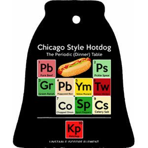 Funny Chicago Style Hot Dog Periodic Dinner Table Of Element Ceramic Bell Ornament