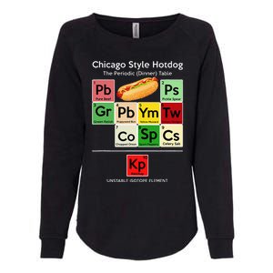 Funny Chicago Style Hot Dog Periodic Dinner Table Of Element Womens California Wash Sweatshirt