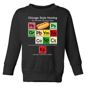 Funny Chicago Style Hot Dog Periodic Dinner Table Of Element Toddler Sweatshirt