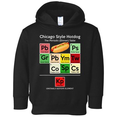 Funny Chicago Style Hot Dog Periodic Dinner Table Of Element Toddler Hoodie