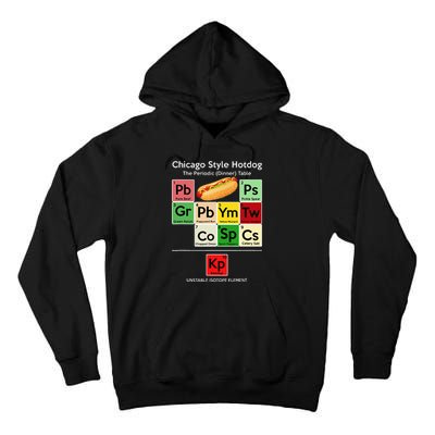 Funny Chicago Style Hot Dog Periodic Dinner Table Of Element Tall Hoodie