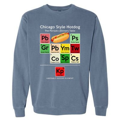 Funny Chicago Style Hot Dog Periodic Dinner Table Of Element Garment-Dyed Sweatshirt