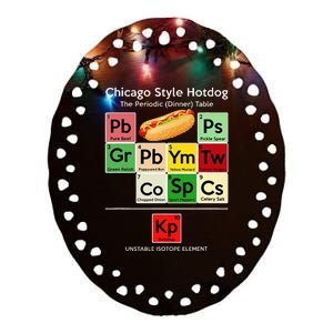 Funny Chicago Style Hot Dog Periodic Dinner Table Of Element Ceramic Oval Ornament