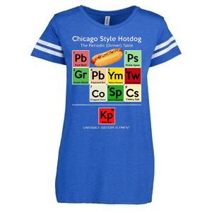 Funny Chicago Style Hot Dog Periodic Dinner Table Of Element Enza Ladies Jersey Football T-Shirt