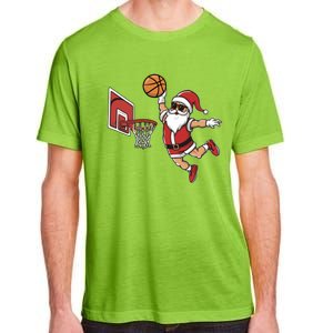 Funny Christmas Santa Claus Dunking A Basketball Cool Gift Adult ChromaSoft Performance T-Shirt