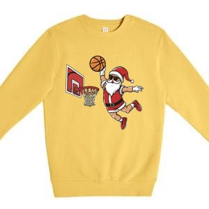 Funny Christmas Santa Claus Dunking A Basketball Cool Gift Premium Crewneck Sweatshirt