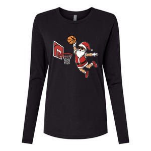 Funny Christmas Santa Claus Dunking A Basketball Cool Gift Womens Cotton Relaxed Long Sleeve T-Shirt