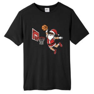 Funny Christmas Santa Claus Dunking A Basketball Cool Gift Tall Fusion ChromaSoft Performance T-Shirt