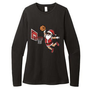 Funny Christmas Santa Claus Dunking A Basketball Cool Gift Womens CVC Long Sleeve Shirt