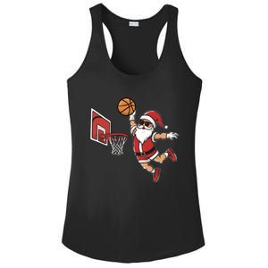 Funny Christmas Santa Claus Dunking A Basketball Cool Gift Ladies PosiCharge Competitor Racerback Tank