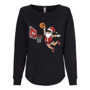 Funny Christmas Santa Claus Dunking A Basketball Cool Gift Womens California Wash Sweatshirt