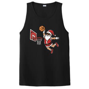 Funny Christmas Santa Claus Dunking A Basketball Cool Gift PosiCharge Competitor Tank