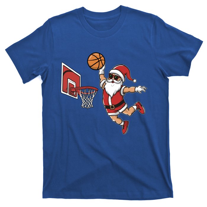 Funny Christmas Santa Claus Dunking A Basketball Cool Gift T-Shirt